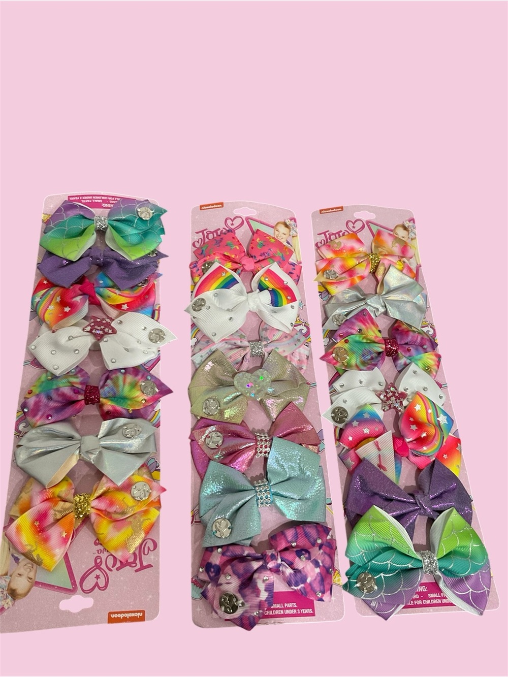 3 packs of Small Kids Rainbow & Metallic Hair Bows by JoJo Siwa
